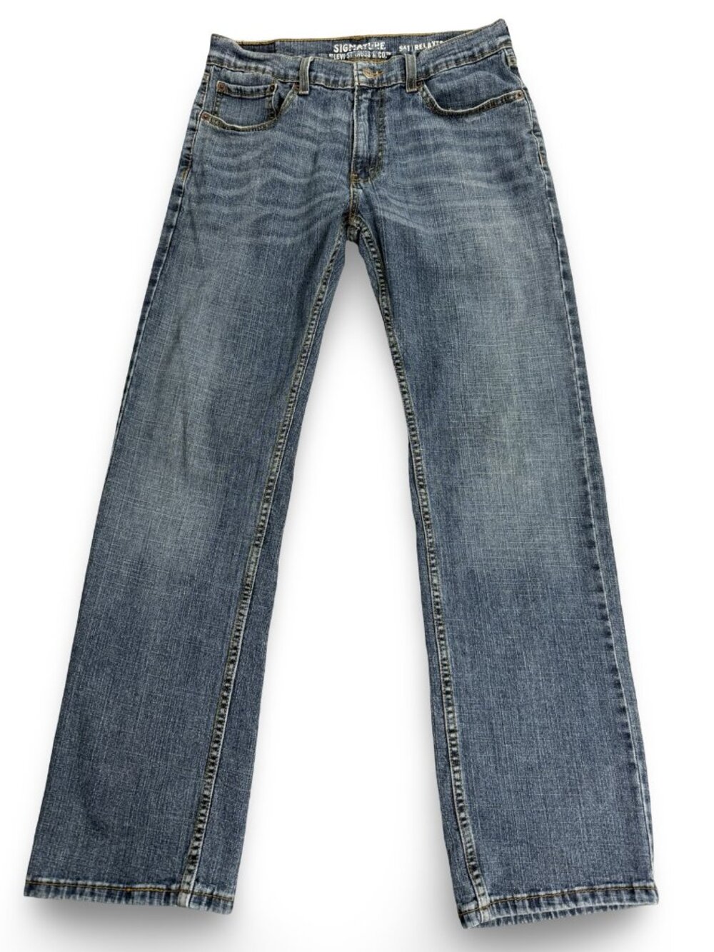 Signature By Levi Strauss S61 Relaxed Jeans Mens 32 Blue Stretch Denim Workwear